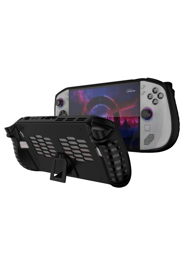 Silicone Skin for Lenovo Legion GO S Case with Stand 2025, Shockproof Anti-Scratch Non-Slip Grip Wrap Protective TPU Silicone Protector Cover with Kickstand (Black)  - Image 1