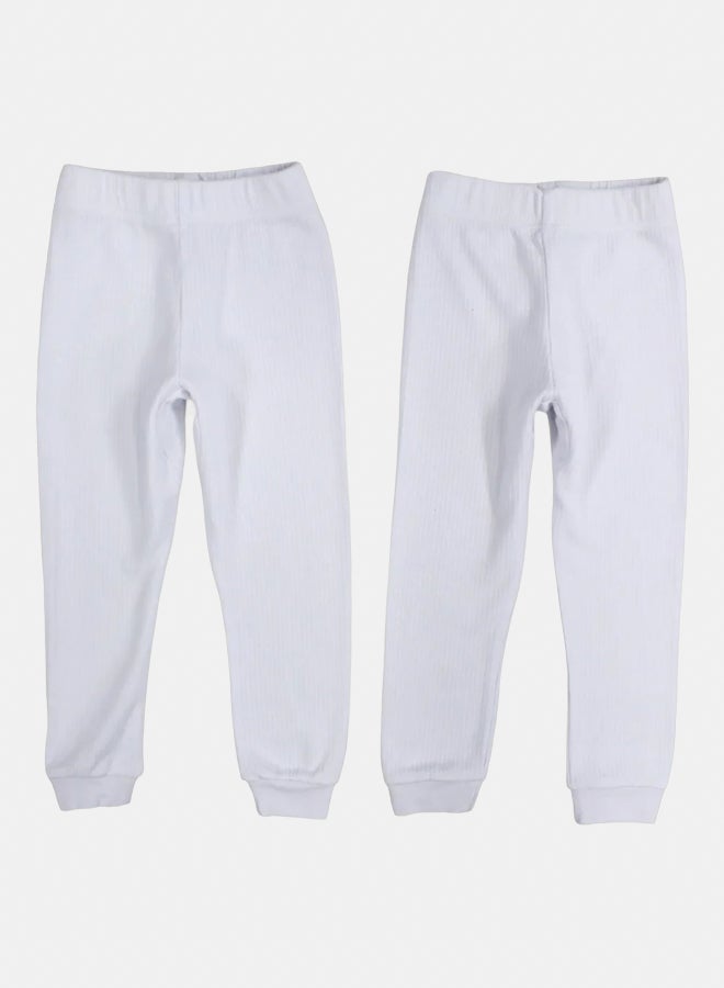 Our kids Pack of 2 – Kids Unisex Ribbed Thermal Underpants White - Image 1