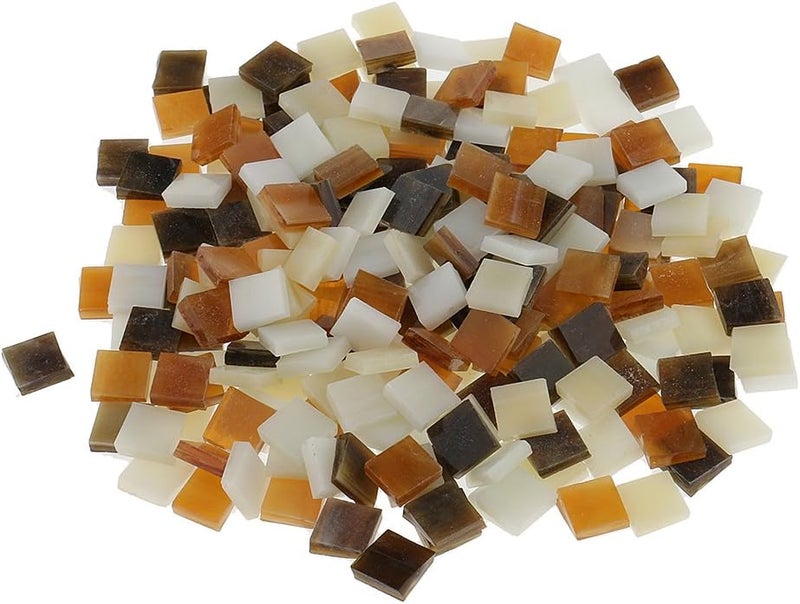 klarako 250 Pieces Colorful Square Vitreous Glass Mosaic Tiles Pieces for DIY Art and Crafts Supplies 10x10mm  Brown - Image 4