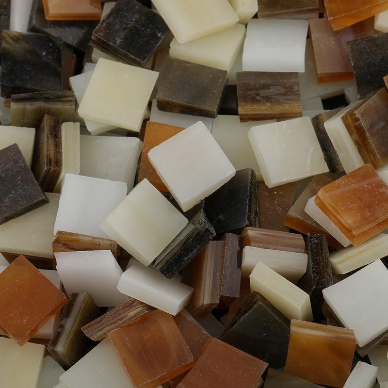 klarako 250 Pieces Colorful Square Vitreous Glass Mosaic Tiles Pieces for DIY Art and Crafts Supplies 10x10mm  Brown - Image 2