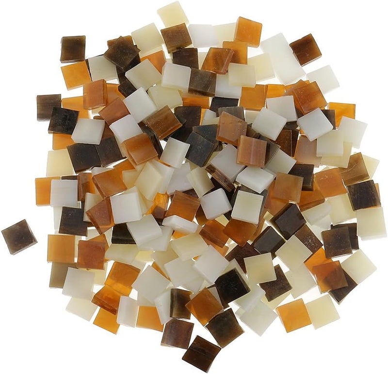 klarako 250 Pieces Colorful Square Vitreous Glass Mosaic Tiles Pieces for DIY Art and Crafts Supplies 10x10mm  Brown - Image 3