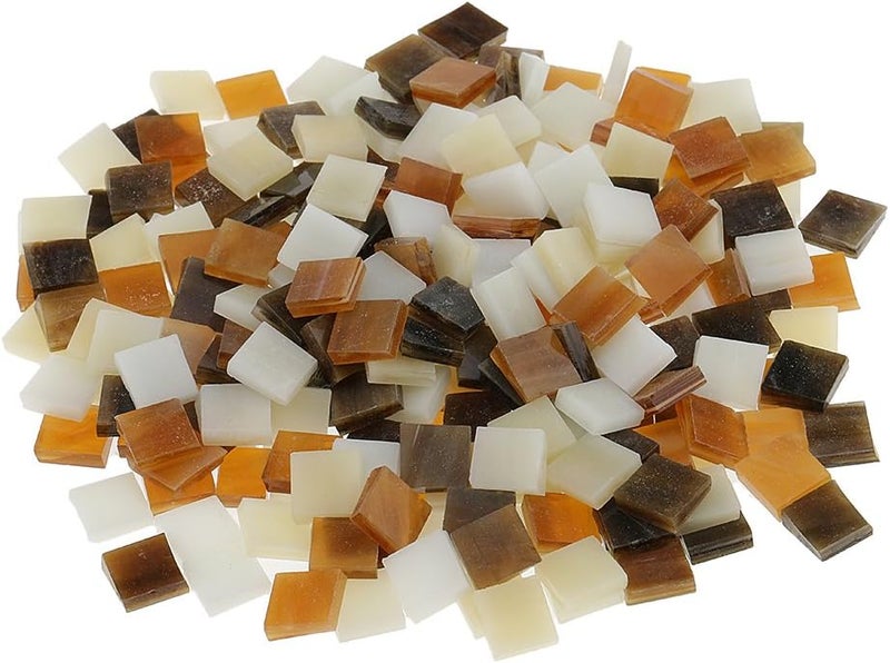 klarako 250 Pieces Colorful Square Vitreous Glass Mosaic Tiles Pieces for DIY Art and Crafts Supplies 10x10mm  Brown - Image 1