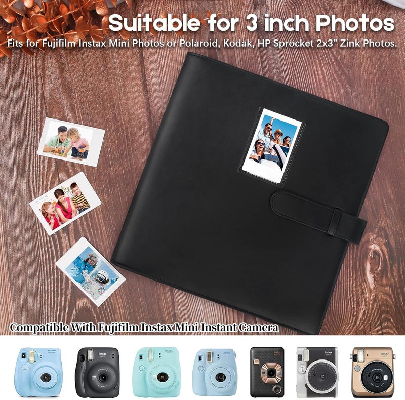 Veicevol 640 Pockets Photo Album for Fujifilm Instax Mini Camera, Leather Cover, Photo Album for Instax Mini 12 11 9 40 90 8 7 Evo LiPlay Instant Camera, (Black) - Image 5