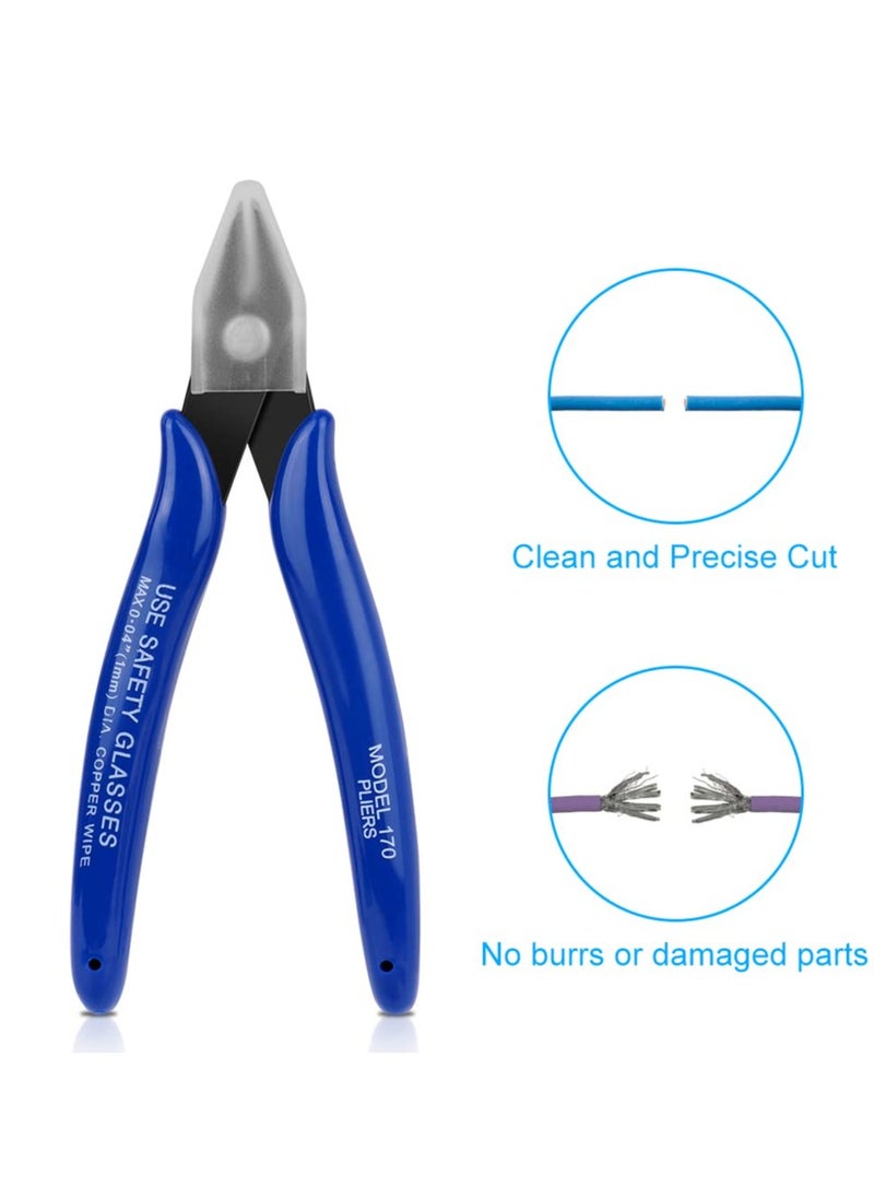 Excefore - Wire Cutters, 2PCS Spring-loaded Side Cutters Flush Cutters, Diagonal Cutters Precision Side Cutters, Diagonal Cutting Pliers in CRV Steel, Heavy Duty Cutting Pliers for Electrical(Smooth handle) - Image 1