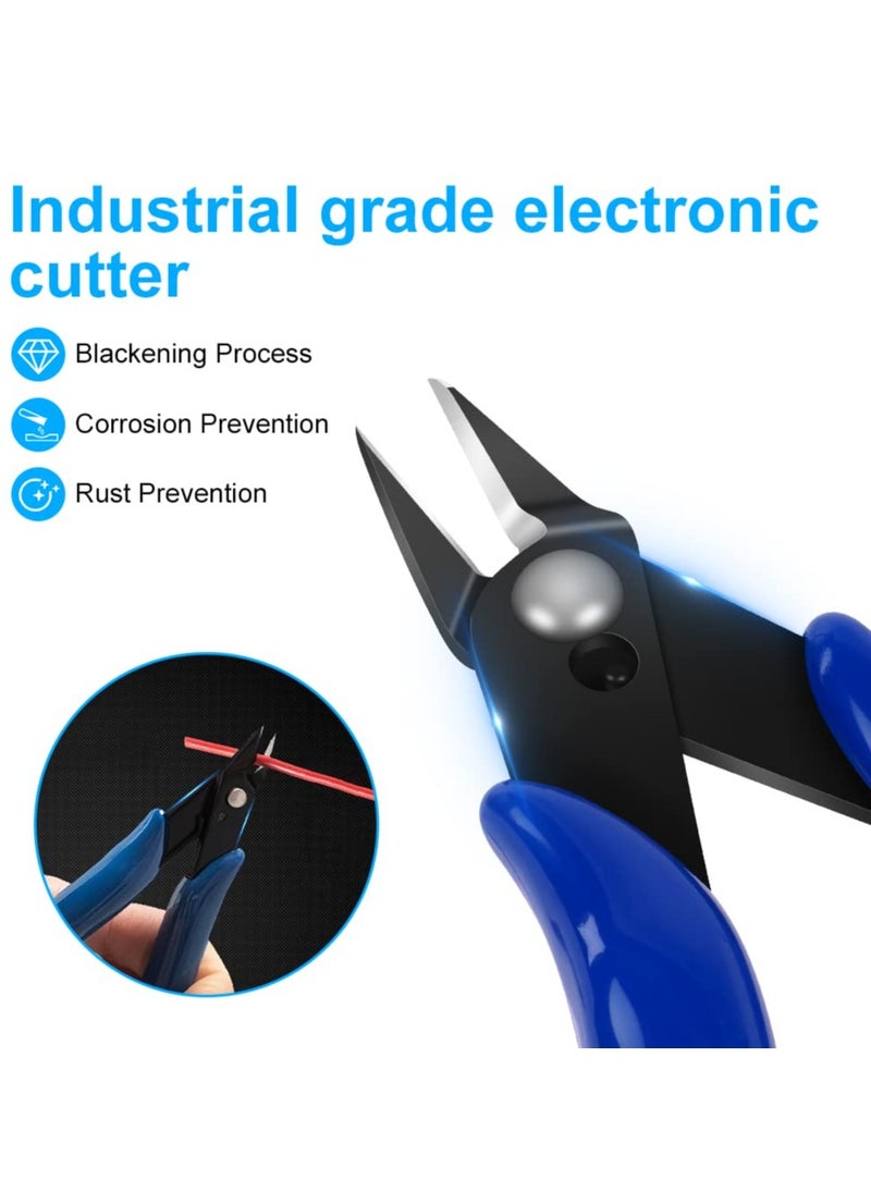 Excefore - Wire Cutters, 2PCS Spring-loaded Side Cutters Flush Cutters, Diagonal Cutters Precision Side Cutters, Diagonal Cutting Pliers in CRV Steel, Heavy Duty Cutting Pliers for Electrical(Smooth handle) - Image 1