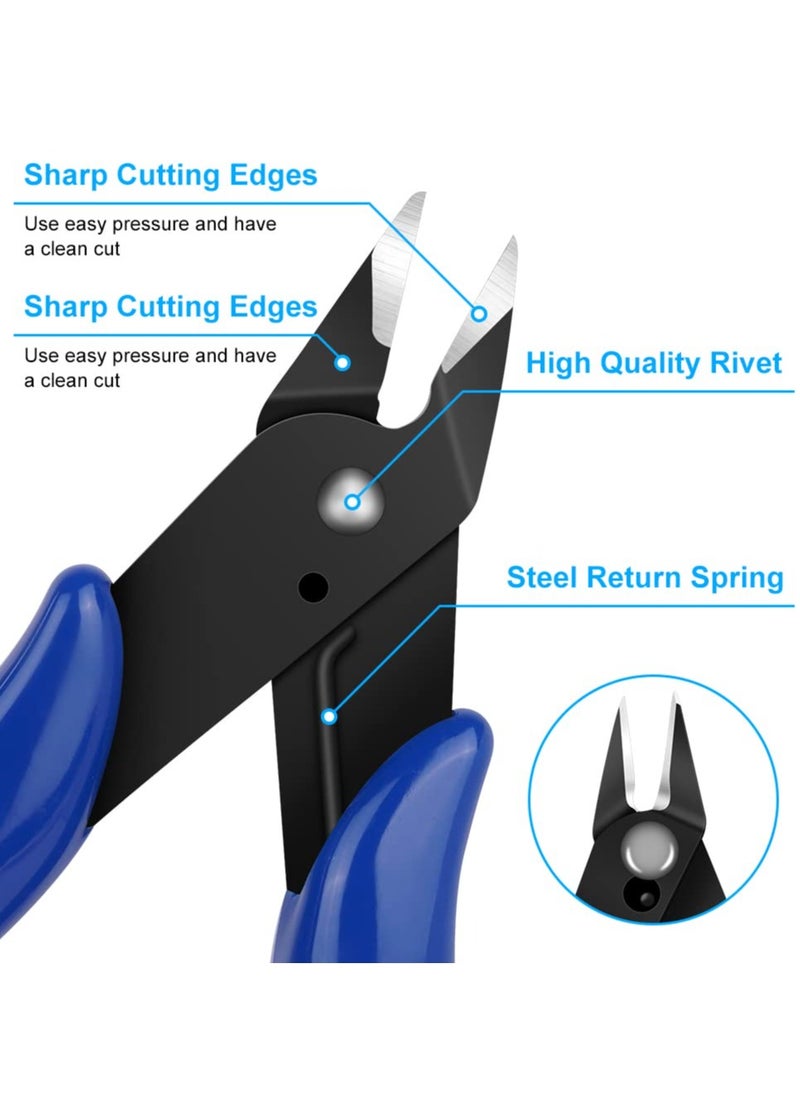 Excefore - Wire Cutters, 2PCS Spring-loaded Side Cutters Flush Cutters, Diagonal Cutters Precision Side Cutters, Diagonal Cutting Pliers in CRV Steel, Heavy Duty Cutting Pliers for Electrical(Smooth handle) - Image 1