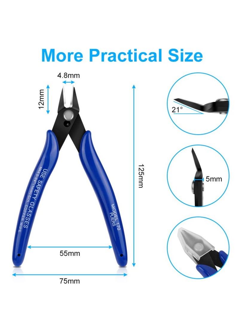 Excefore - Wire Cutters, 2PCS Spring-loaded Side Cutters Flush Cutters, Diagonal Cutters Precision Side Cutters, Diagonal Cutting Pliers in CRV Steel, Heavy Duty Cutting Pliers for Electrical(Smooth handle) - Image 1