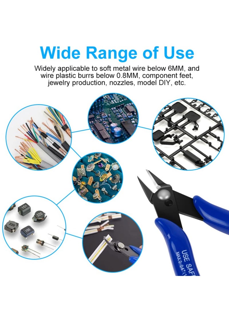 Excefore - Wire Cutters, 2PCS Spring-loaded Side Cutters Flush Cutters, Diagonal Cutters Precision Side Cutters, Diagonal Cutting Pliers in CRV Steel, Heavy Duty Cutting Pliers for Electrical(Smooth handle) - Image 1