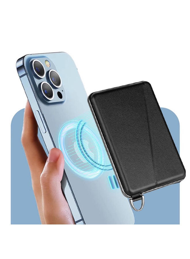Magnetic Card Holder MagSafe Universal Mobile Phone Holder Invisible Lazy Desktop Fashion Leather Shell Card Holder-Color:light Brown-Style:electroplating Magnetic Attraction - Image 5