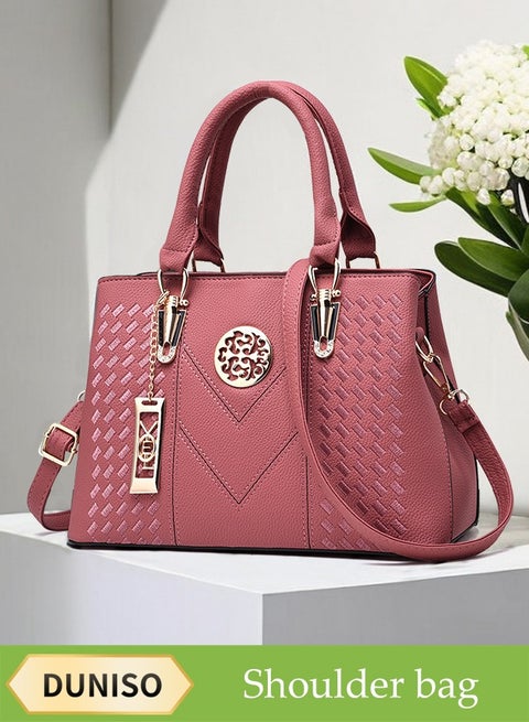 Fashionable Embroidered Women's Handbag，Shoulder Bag，High-capacity，Messenger Bag，Suitable for Business Commuting，Skin Pink