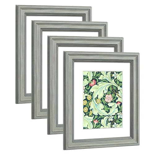 DEKWINN,8x10 Picture Frame Set of 4 with Real Glass for Pictures 5x7 with Mat or 8x10 without Mat,Rustic Retro Photo Frames for Wall or Tabletop Display - Image 1