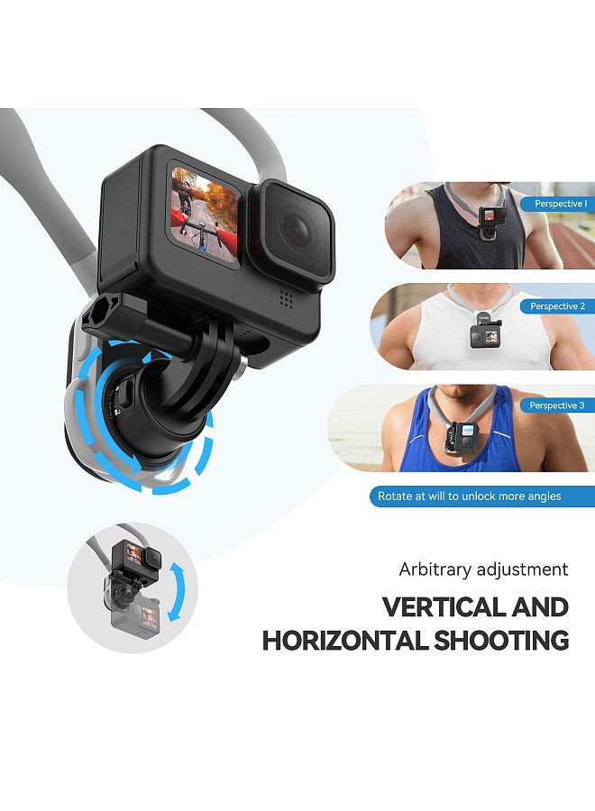 TELESIN U-Shaped Quick Release Neck Holder Mount 2.0 Max Neck Mount Chest Holder with Chest Strap Replacement for GoPro Hero 12/11/10 Insta360 X4/X3/GO3/GO2 OSMO Action Camera POV Vlog Accessories  - Image 3