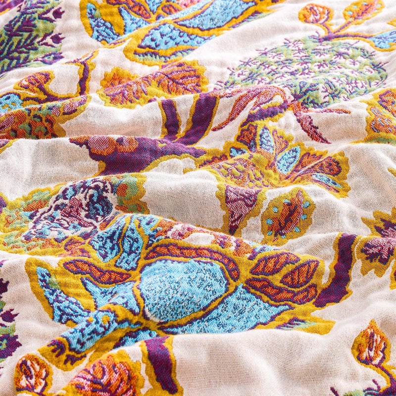 XIBLC Boho Throw Blanket for Bed, 100% Cotton Soft Rustic Quilt Fall Blanket, 50"x60" Floral Printed Farmhouse Decor Bed Blankets, All Season Rustic Reversible Bohemian Throw Quilt - Image 5