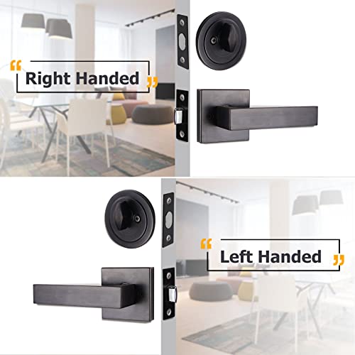 Azdele Front Door Handle and Deadbolt Set, Front Door Lock Set, Exterior Door Lock Set, Front Door Handle with Single Cylinder Deadbolt for Exterior Door, Reversible for Right&Left(Oil Bronze Modern) - Image 4