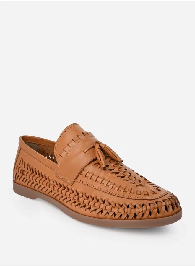 Styli Genuine Leather Handmade Woven Loafers