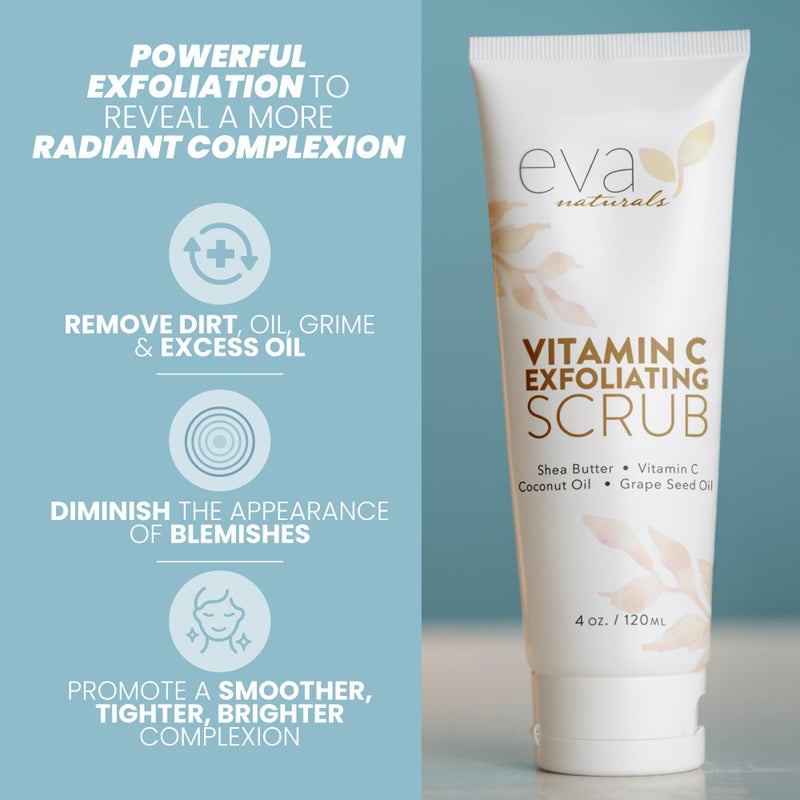 Eva Naturals Vitamin C Facial Scrub - Cleanse and Clear Face, Exfoliating Wash - Image 2