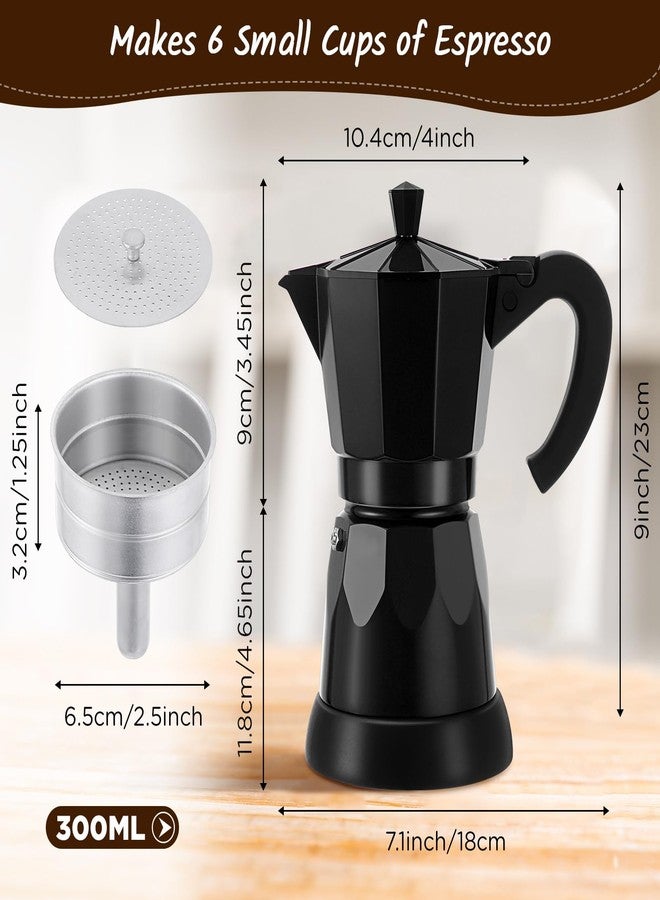 Lemosae Coffee Pot 6 Cup Electric Espresso Coffee Maker Italian Moka Maker 300ml Portable Aluminum Espresso Machine Cafetera Moka Pot with Detachable Base, Gift for Home Travel(Black) - Image 3
