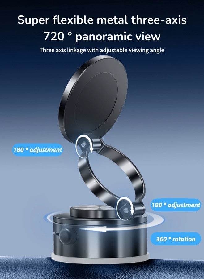 Vacuum Magnetic Suction Phone Holder, 360° Rotating  Dashboard Suction Cup Holder, Multi functional  Foldable Phone Holder, Suitable for Car/Gym/Mirror/Smooth Surface (Black) - Image 2