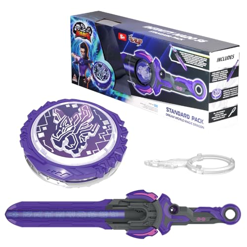 Infinity Nado Battling Tops Burst Toy for Boys Grils Age 5 Including Gaming Top Toys Sword Launcher Dream World Magic Dragon Lightning Purple - Image 1