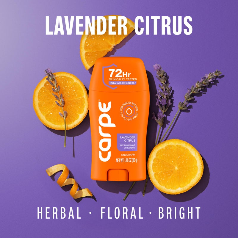Carpe Underarm Antiperspirant for Women - 72 Hour Sweat & Odor Control - Lavender Deodorant - Clinical Deodorant for Women - Lavender Citrus - 3 Pack - Image 3