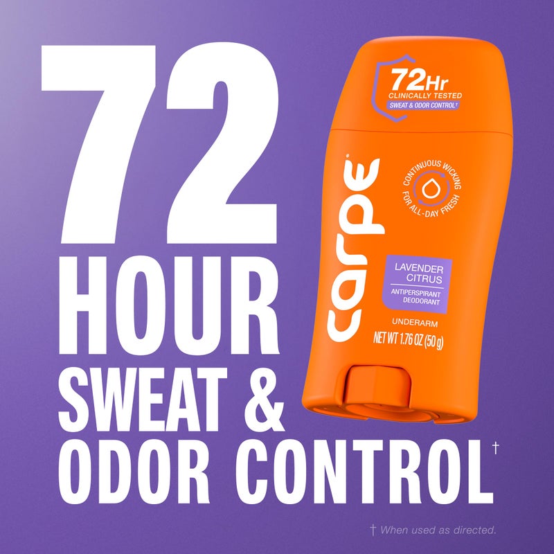 Carpe Underarm Antiperspirant for Women - 72 Hour Sweat & Odor Control - Lavender Deodorant - Clinical Deodorant for Women - Lavender Citrus - 3 Pack - Image 4