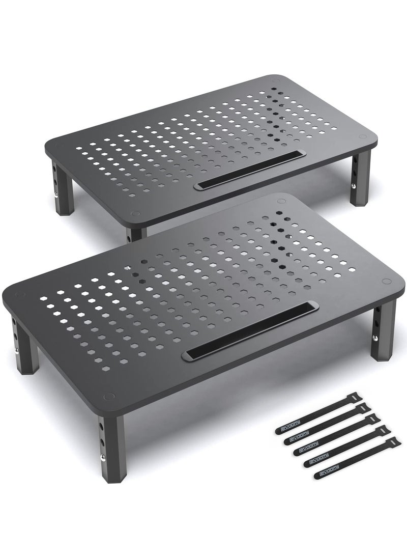 EVOOMI EVOOMI Back Saver Monitor Stand for Desk  2 Pack Monitor Riser  AntiSkid HD Hexagonal Steel Computer Stand  Free Cable Ties  Mesh Metal Computer Item Stand  Printer  iMac 