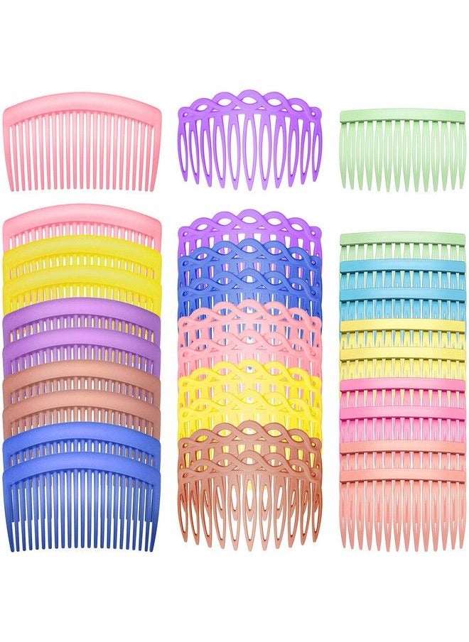 WILLBOND 30 Pieces French Hair Side Combs Set Colorful Hair Clip Combs Plastic Twist Comb Accessories For Girls Women 3 Styles (Retro Color 14 11 23 Teeth)  - Image 2