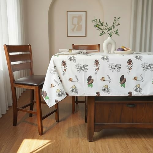 RUSTIQUE LINENS 100% Cotton Printed Table Cloth for 6 Seater|Water & Stain Resistant Dining Table Cover – Heavyweight, Washable – Cocoa Charm(190 x 150 CM) - Image 4