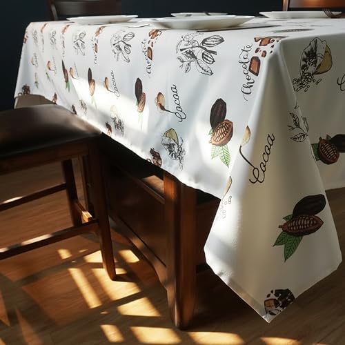 RUSTIQUE LINENS 100% Cotton Printed Table Cloth for 6 Seater|Water & Stain Resistant Dining Table Cover – Heavyweight, Washable – Cocoa Charm(190 x 150 CM) - Image 2