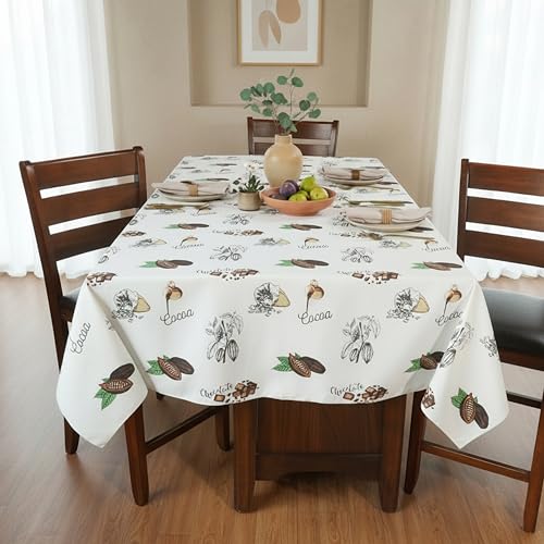 RUSTIQUE LINENS 100% Cotton Printed Table Cloth for 6 Seater|Water & Stain Resistant Dining Table Cover – Heavyweight, Washable – Cocoa Charm(190 x 150 CM) - Image 3