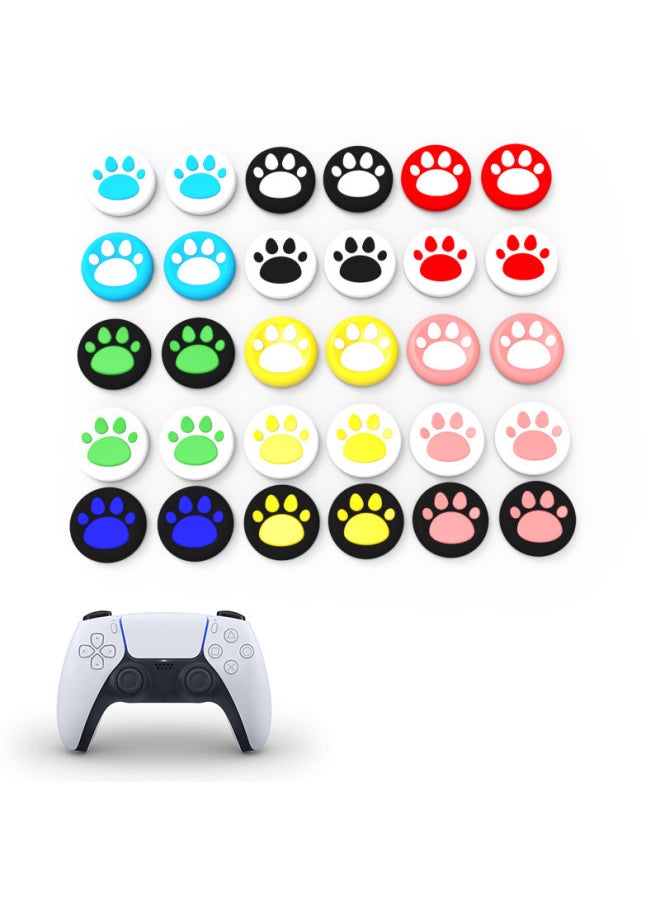 PS5 Rocker Cap PS4/PS3 Cat Claw Non-slip Key Cap PS5/XBOXone/XBOX Handle Silicone Protective Cap-Product Color:Black + White Cat Claw (1)