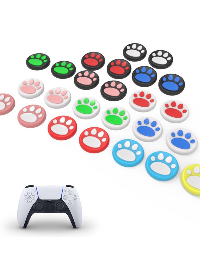 PS5 Rocker Cap PS4/PS3 Cat Claw Non-slip Key Cap PS5/XBOXone/XBOX Handle Silicone Protective Cap-Product Color:Black + White Cat Claw (1)