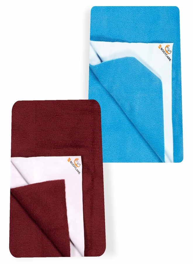 Bodycare Baby Dry Sheet Waterproof Bed Protector | Extra Absorbent | Anti - Bacterial & Odour Free Washable Gifts Pack, PACK of 2 Maroon & Firozi 70 X 100 CM - Image 1