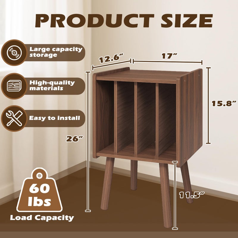 montex Record Player Stand, Vinyl Record Storage Table with 4 Cabinet, Mid Century Modern Turntable Stand, Organizer Vinyl Table for Bedroom Living Room, Walunt - Image 3