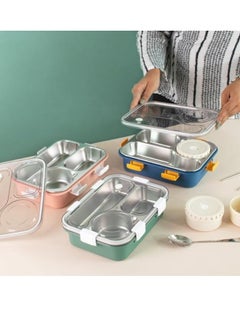 Brain Giggles BrainGiggles 3-Compartment Thermal Lunchbox with Removable Inner Tray - Insulated, Leak Proof Bento Box for Kids-Green  - Image 4