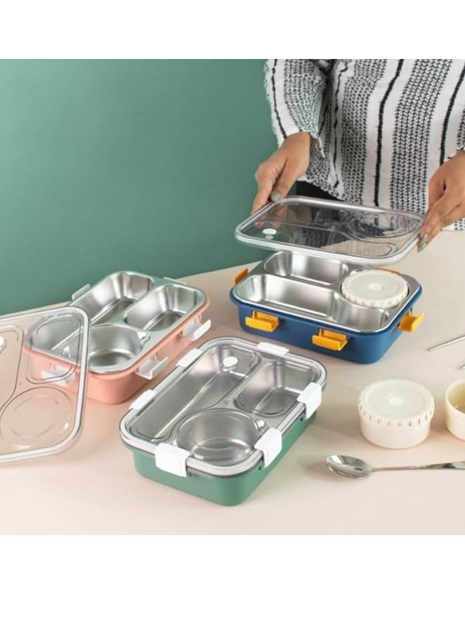 Brain Giggles BrainGiggles 3-Compartment Thermal Lunchbox with Removable Inner Tray - Insulated, Leak Proof Bento Box for Kids-Green  - Image 4