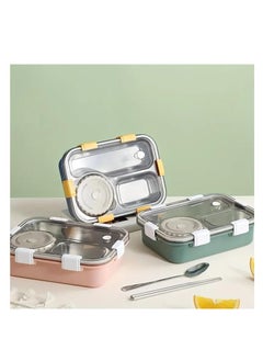 Brain Giggles BrainGiggles 3-Compartment Thermal Lunchbox with Removable Inner Tray - Insulated, Leak Proof Bento Box for Kids-Green  - Image 3