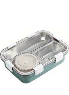 Brain Giggles BrainGiggles 3-Compartment Thermal Lunchbox with Removable Inner Tray - Insulated, Leak Proof Bento Box for Kids-Green  - Image 1