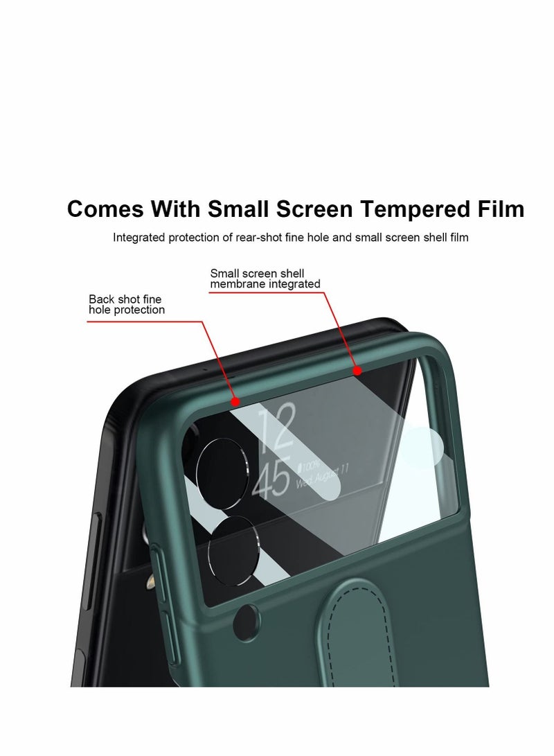 Captaintech Case for Samsung Galaxy Z Flip 3 Case Ultra Thin Matte PC Protective Cover with Ring，KASTWAVE  Hybrid 9H Glass All-Inclusive Camera Lens Protector Case for Samsung Z Flip 3 5G - Image 3