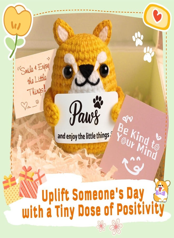 MAMAGIFTREE Positive Shiba Inu Crochet Figurine – Handmade Amigurumi Puppy with Motivational Card – Cute Dog Lover Gift for Fur Mom & Dad, Dog Theme Encouragement Keepsake - Image 2