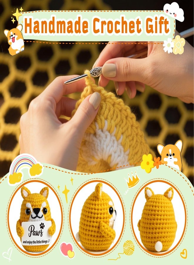 MAMAGIFTREE Positive Shiba Inu Crochet Figurine – Handmade Amigurumi Puppy with Motivational Card – Cute Dog Lover Gift for Fur Mom & Dad, Dog Theme Encouragement Keepsake - Image 4