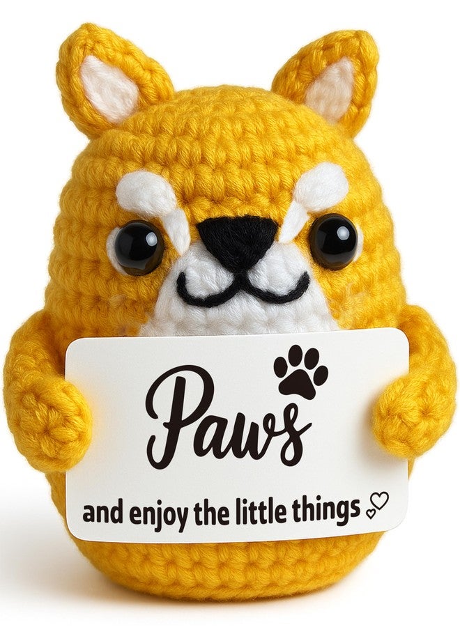 MAMAGIFTREE Positive Shiba Inu Crochet Figurine – Handmade Amigurumi Puppy with Motivational Card – Cute Dog Lover Gift for Fur Mom & Dad, Dog Theme Encouragement Keepsake - Image 1