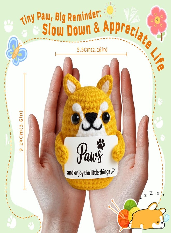 MAMAGIFTREE Positive Shiba Inu Crochet Figurine – Handmade Amigurumi Puppy with Motivational Card – Cute Dog Lover Gift for Fur Mom & Dad, Dog Theme Encouragement Keepsake - Image 3
