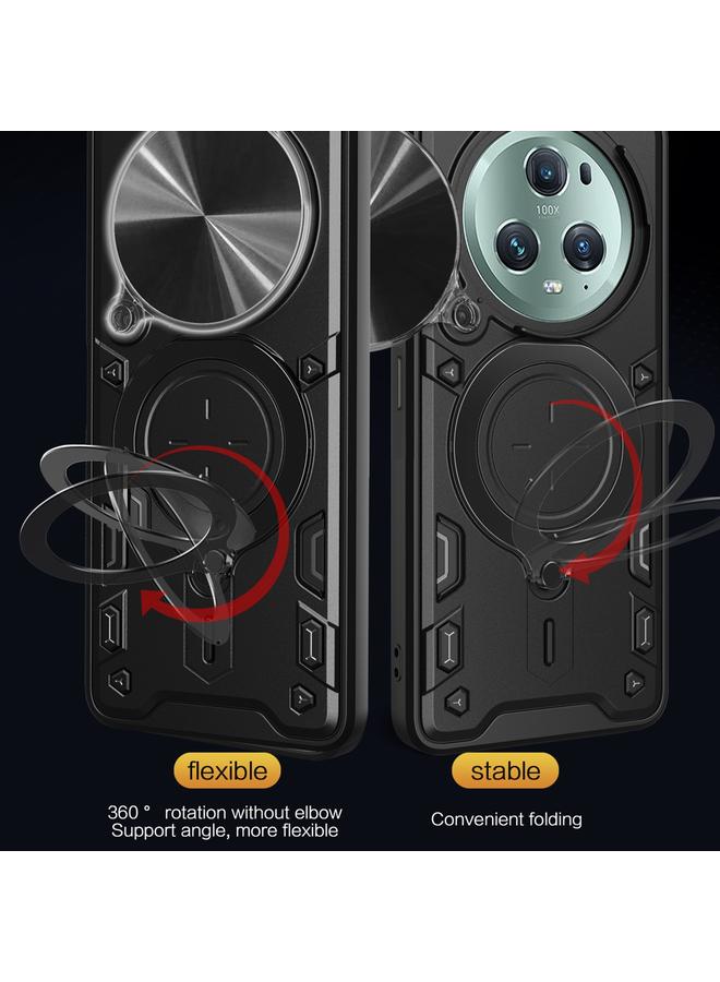 اس-توب جراب لهاتف Honor Magic5 Pro CD Texture Camshield منزلق بحامل مغناطيسي - Image 5