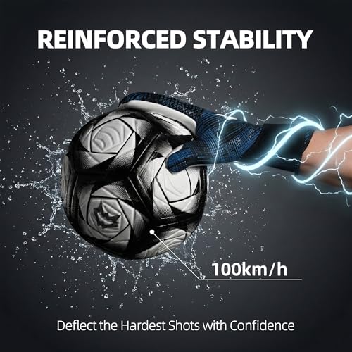 WVVOU Premium Adult Youth Goalkeeper Gloves Breathable HighPerformance with 43mm Sticky Grip Latex Palm Including Guantes De Portero BlackBlue 7 - Image 3