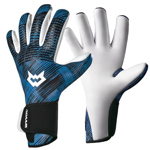 WVVOU Premium Adult Youth Goalkeeper Gloves Breathable HighPerformance with 43mm Sticky Grip Latex Palm Including Guantes De Portero BlackBlue 7 - Image 1