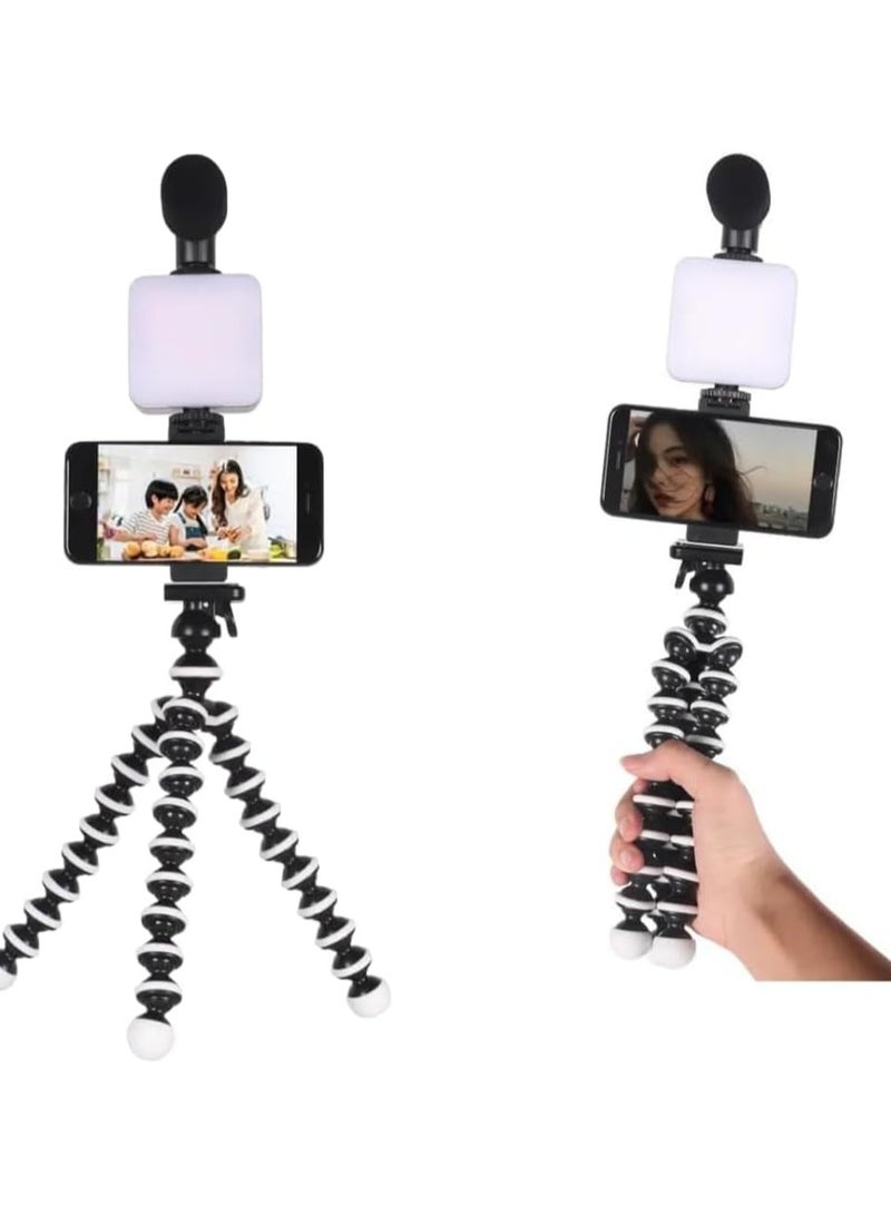 عدة تصوير فيديو للموبايل – طقم متكامل لتصوير اليوتيوب والبودكاست مع حامل ثلاثي وميكروفون - Image 1