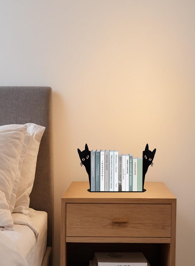 MHLLGN Book Ends, Black Cat Metal Bookends for Shelves Decorative with Non-Slip Bottom, Cute Bookshelf Decor, Book Ends for Shelves, Decorative Objects, Unique Bookends - Image 5