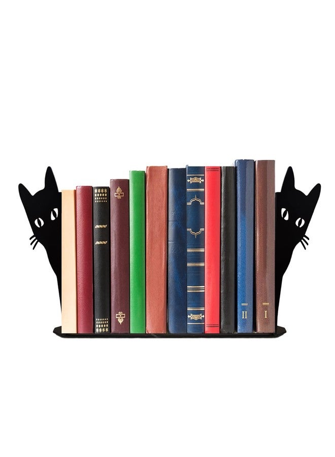 MHLLGN Book Ends, Black Cat Metal Bookends for Shelves Decorative with Non-Slip Bottom, Cute Bookshelf Decor, Book Ends for Shelves, Decorative Objects, Unique Bookends - Image 1