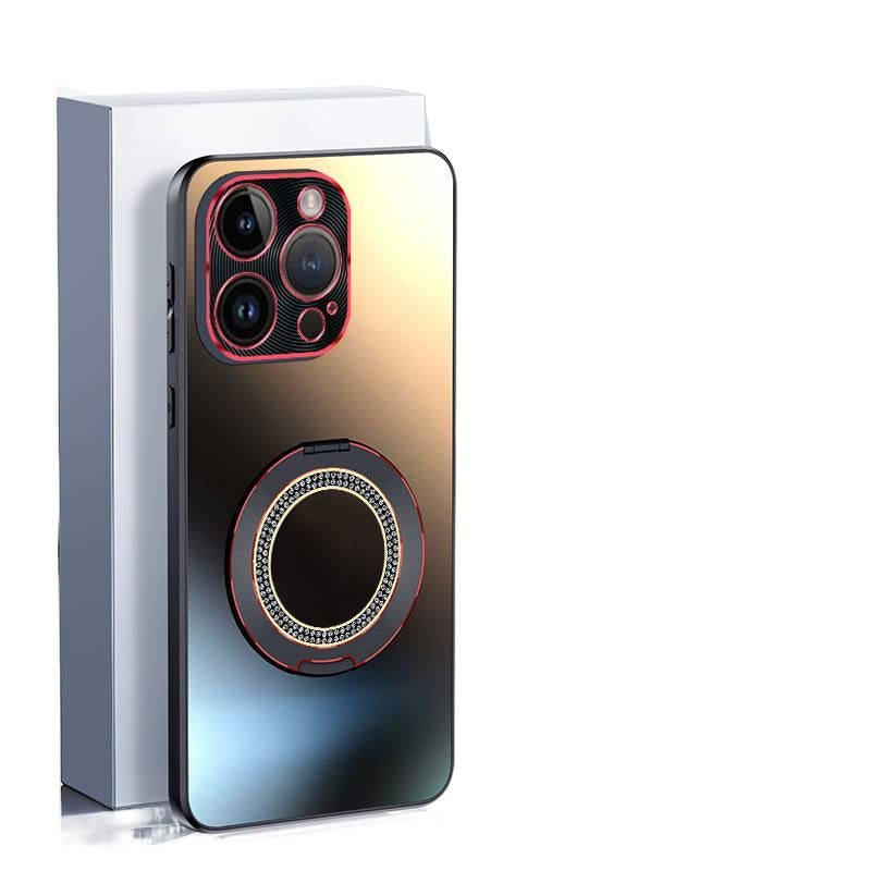 غطاء واقي بPC لـ iPhone 14 / 14 Plus / 14 Pro / 14 Pro Max مع حماية من السقوط ورفيع للغاية مع مقاوم للصدمات مع خاتم ألماس لامع مع لمسة نهائية غير لامعة AG باللون أسود باللون الأسود - Image 1